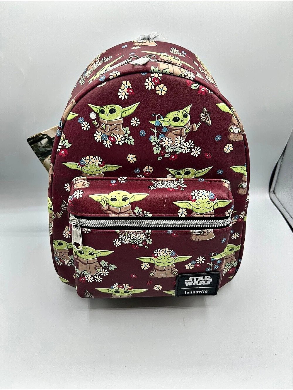 Star Wars The Child / Grogu floral backpack Floral Backpack Burgundy NWT